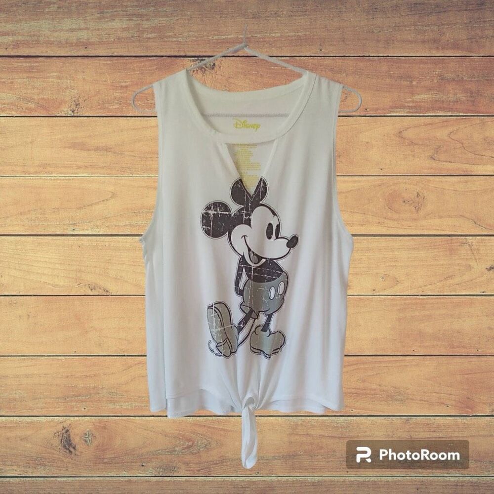 Disney White Crop Top Featuring Mickey Mouse Size L NWOT